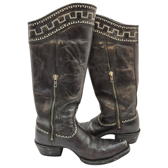 Ariat Womens Black Leather Western Knee High Boots #10011938 Size 6.5 - Picture 8 of 14